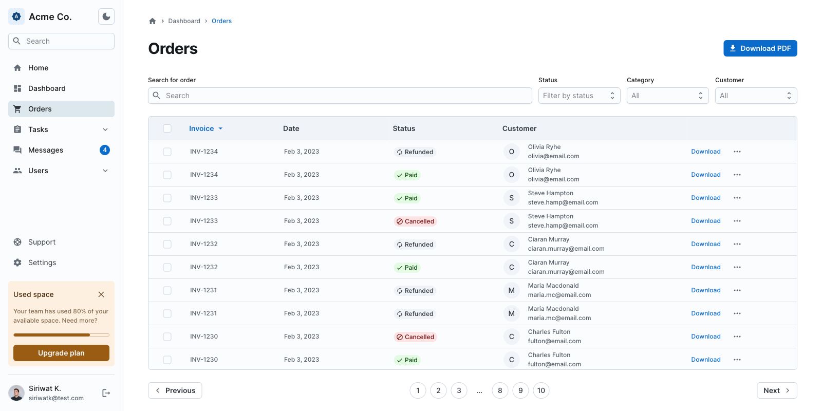 Order Dashboard