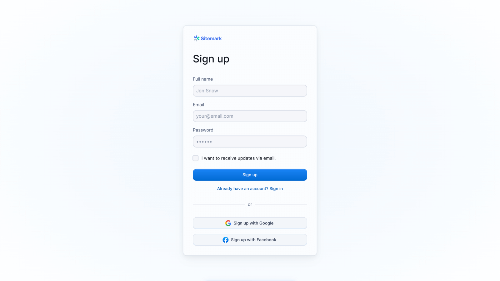 Sign Up