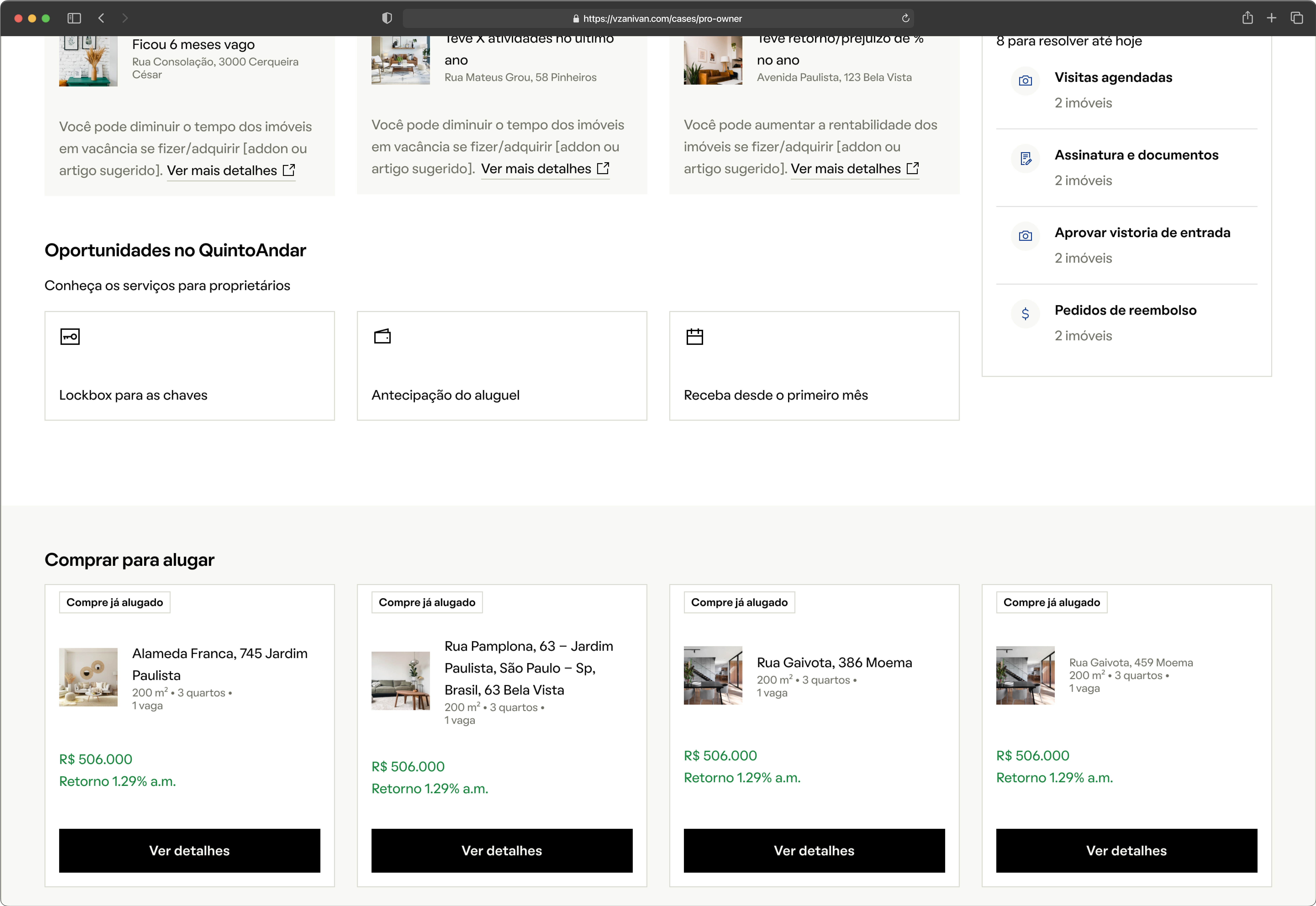 ProOwner dashboard